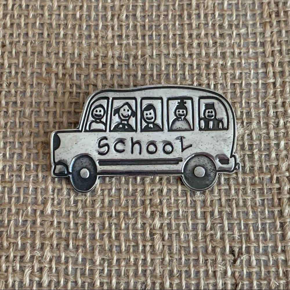 SAVE THE CHILDREN Sterling Silver School Bus Brooch Pin 925